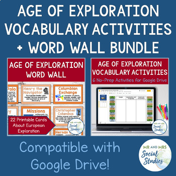 Preview of European Exploration Vocabulary Activities + Word Wall Set | Age of Exploration