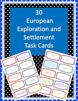 Preview of European Exploration and Settlement- 30 Task Cards