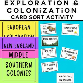 Preview of European Exploration and the 13 Colonies Cart Sort Activity American History