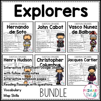 Preview of European Explorers 3rd grade Interactive PowerPoint Google Slides BUNDLE