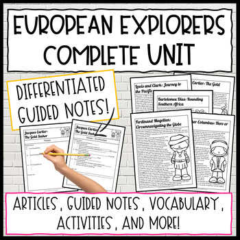 Preview of European Explorers 5th Grade | Guided Notes, Vocabulary, Assessment, + MORE
