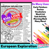 European Explorers Activity: European Exploration Word Search