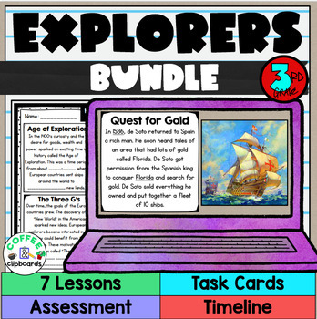 Preview of European Explorers Bundle: Lessons, Activities, Test, Timeline - SS3H2