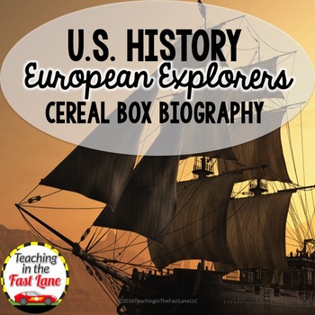 Preview of European Explorers Cereal Box Biography - US History