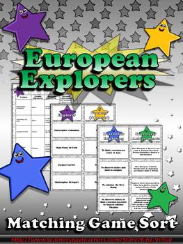 Preview of European Explorers: Columbus, Ponce de León, Cartier, Newport Matching Game Sort