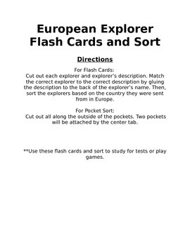Preview of European Explorers Flash Cards and Sort
