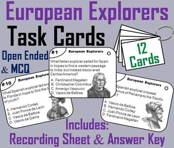 Preview of Early European Explorers Task Cards Activity (Age of Exploration)