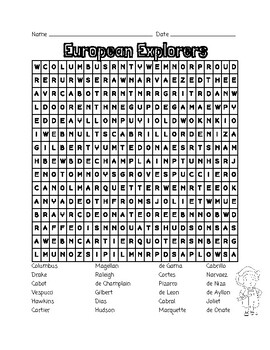 Preview of European Explorers Word Search