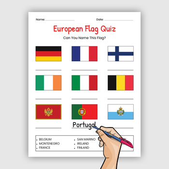 European Country Shapes and Flags Flashcards (Teacher-Made)