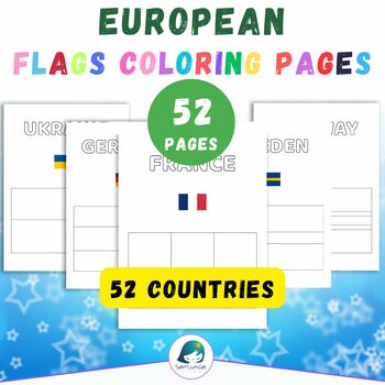 Preview of European Flags Coloring Pages | 52 World Flags to Make