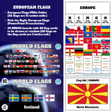 European Flags PNGs, PPT, Flash Cards, and Bingo Boards