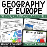 European Geography Activities with Climate, Features, Regi