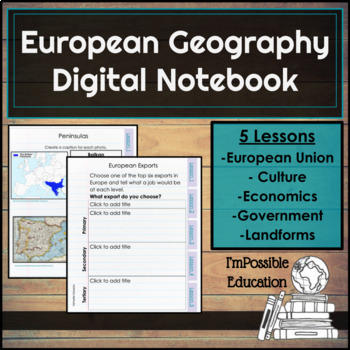 Preview of European Geography Digital Notebook or Print