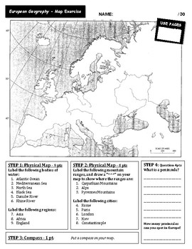 Preview of European Geography - Mapping Exercise