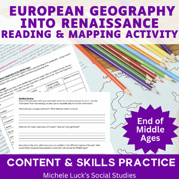 Preview of European Geography at the End of the Middle Ages Mapping & Timeline Activity