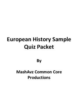 Preview of European History Sample Quiz Packet