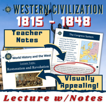 Preview of European History From 1815 to 1848 - Lecture - Teacher Notes, Quiz, Graphic Org.