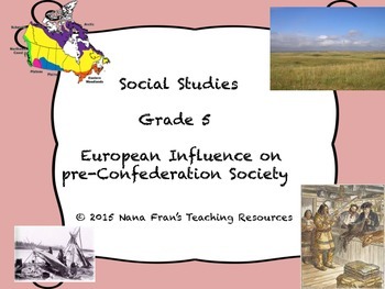 Preview of European Influence of Pre-Confederation Society - Grade 5 Social Studies