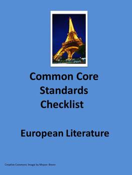 Preview of European Literature Common Core Standards Checklist in MS Word