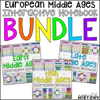 Preview of European Middle Ages Interactive Notebook Graphic Organizers Bundle