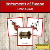 Musical Instruments of Europe 3-Part Cards (color borders)