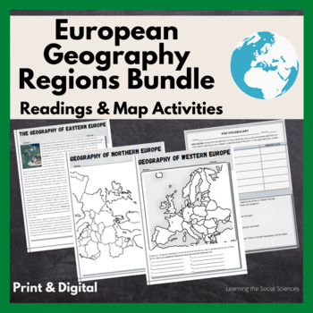 Preview of European Regional Geography Bundle Readings & Map Activities: Print & Digital