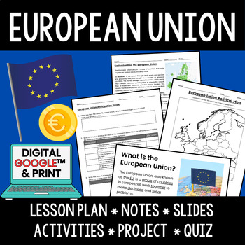 Preview of European Union Unit: Notes + Slideshow + Activities + Quiz | Digital + Print