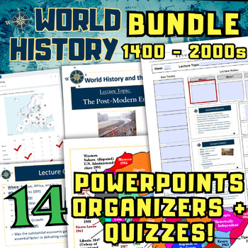 Preview of World History PowerPoint Bundle Graphic Organizer, Lecture, Quizzes Europe, West