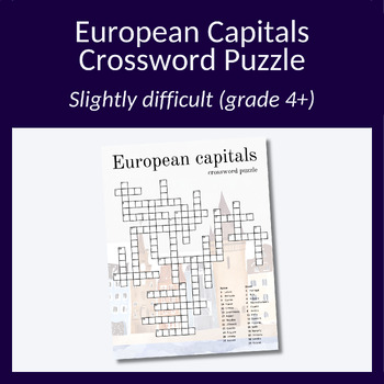 Preview of European capitals crossword puzzle: Test your knowledge of Europe! Grade 4+