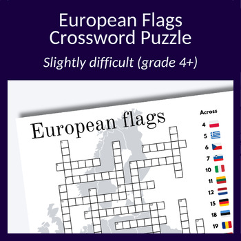 Preview of European flags crossword puzzle: Test your knowledge of Europe! Grade 4+