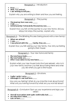 Evacuees letter home, help sheet by Tuesday Teale | TPT