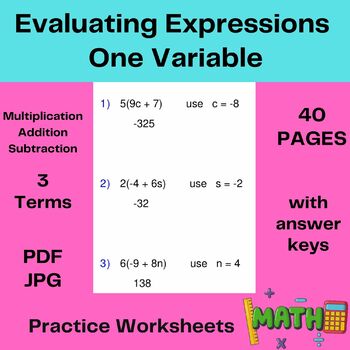 Preview of Evaluate Algebraic Expressions - Digital and Print Activity - Pre-Algebra