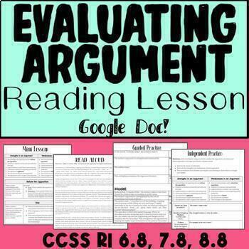 Preview of Evaluate Argument - ELA Reading Lesson - Evaluating Evidence Claims Bias