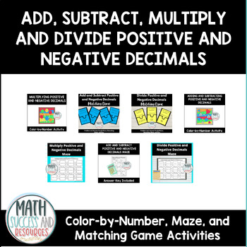 Preview of Add Subtract Multiply and Divide Positive and Negative Decimals Activities