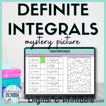 Preview of Evaluate Definite Integrals Digital Mystery Picture