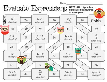 Preview of Evaluate Expressions Maze (Digital Option)