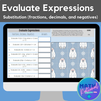 Preview of Evaluate Expressions Using Substitution