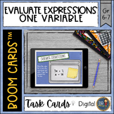 Evaluate Expressions with One Variable Boom Cards™ Digital