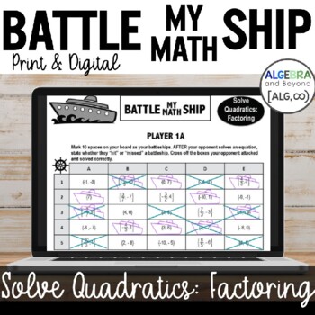 Preview of Factoring Quadratics Activity - Battle Game, Review, Solving Quadratic Equations