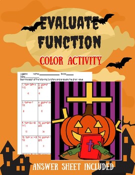 Preview of Evaluate Function Halloween Coloring Activity