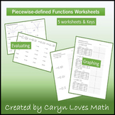 Piece-wise Functions~ Evaluate & Graph~ 5 Practice Worksheets