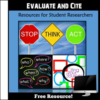 Preview of Evaluate and Cite!  Research Skills, Activities, Resources for Students