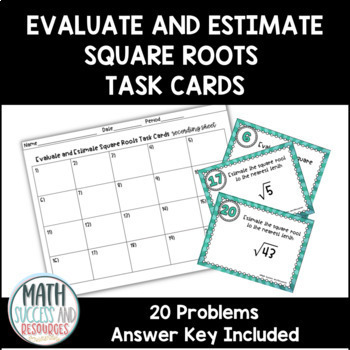 Preview of Evaluating and Estimating Square Roots Task Cards Activity