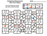 Evaluating Algebraic Expressions Activity: New Year's Math Maze