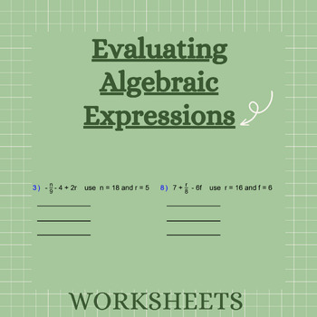 Preview of Evaluating Algebraic Expressions Activity: with Order of Operations Pre-Algebra