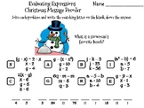 Evaluating Algebraic Expressions Christmas Math Activity: 