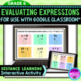 Evaluating Algebraic Expressions Digital Activity for use 