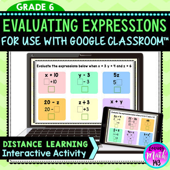Preview of Evaluating Algebraic Expressions Digital Activity for use with Google Slides™