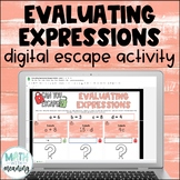 Evaluating Algebraic Expressions Digital Escape Activity S