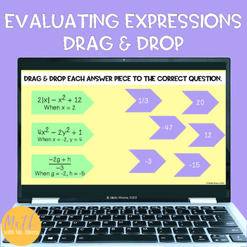 Preview of Evaluating Algebraic Expressions Drag & Drop Digital Activity for 8th Grade